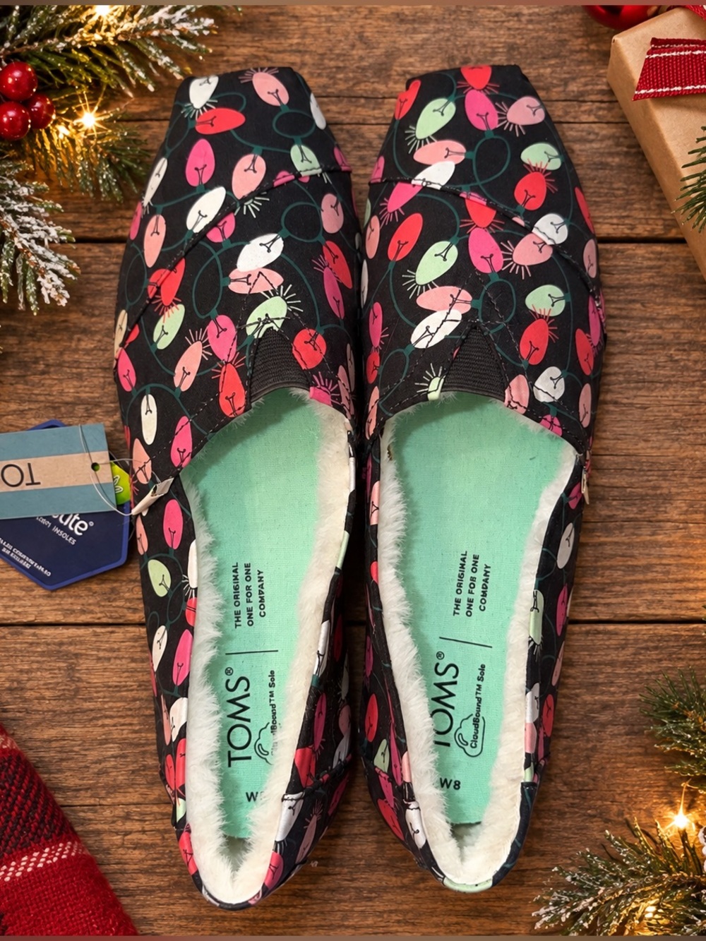 TOMS Women's Classic Alpargatas in the "Forged Iron Tree Lights” | Size 8 |